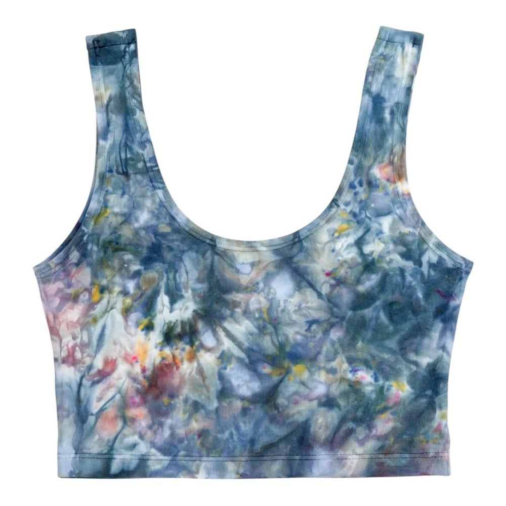 Eden & Ebb Ice Tie Dye Crop Tank Top in Iris Handmade Seattle OOAK Small NWOT